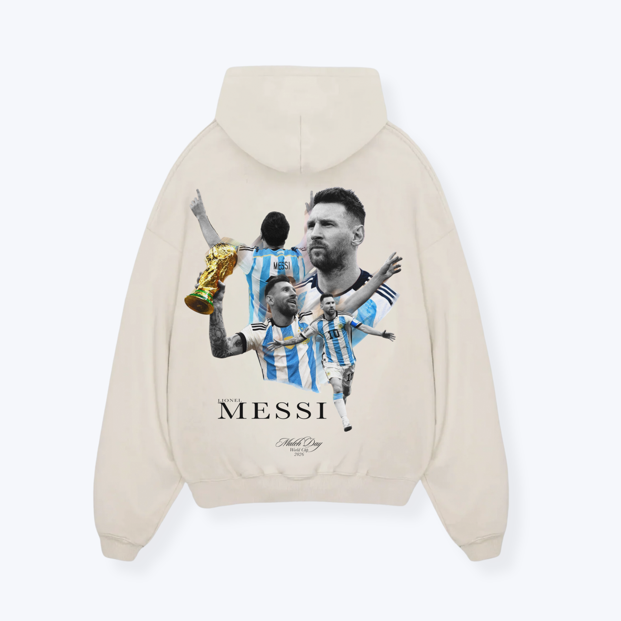 MESSI HOODIE - Beige Back (Designed)